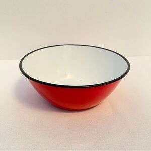 Red & Black Enamelware Vintage Bowl
